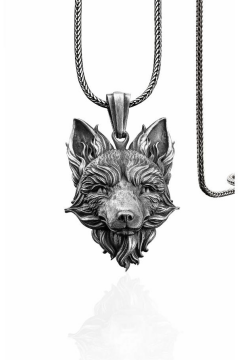 Üç Boyutlu Tilki 925 Ayar Gümüş Kolye