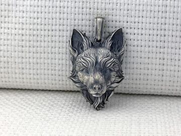 Üç Boyutlu Tilki 925 Ayar Gümüş Kolye Ucu