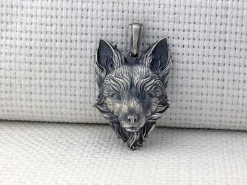 Üç Boyutlu Tilki 925 Ayar Gümüş Kolye Ucu