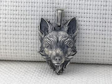 Üç Boyutlu Tilki 925 Ayar Gümüş Kolye Ucu