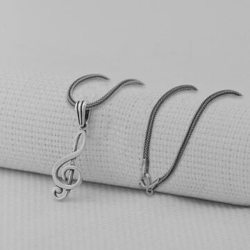 Sol Anahtarı 925 Ayar Erkek Gümüş Kolye