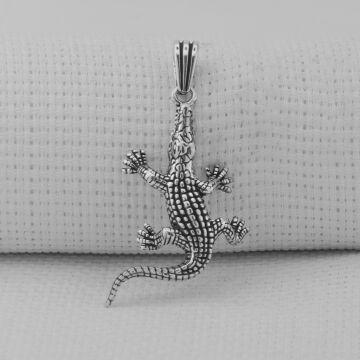 Timsah 925 Ayar Gümüş Kolye Ucu