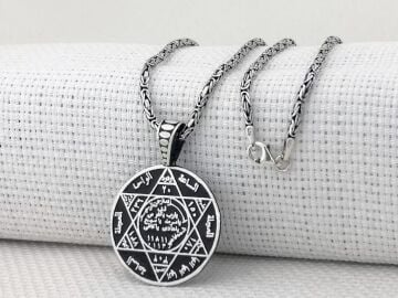 Hz Süleyman Mührü Kral Zincirli 925 Ayar Gümüş Kolye