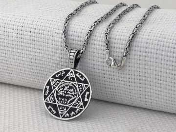 Hz Süleyman Mührü Kral Zincirli 925 Ayar Gümüş Kolye