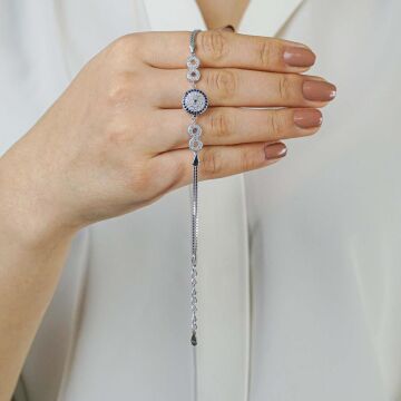 925 Ayar Gümüş Nazar  ve  Sonsuzluk simgeli  Bileklik