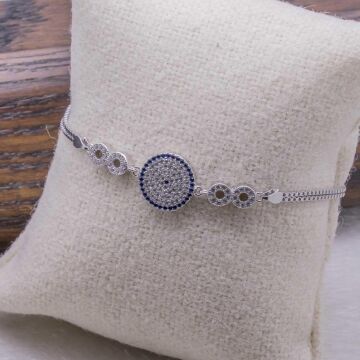 925 Ayar Gümüş Nazar  ve  Sonsuzluk simgeli  Bileklik