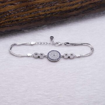 925 Ayar Gümüş Nazar  ve  Sonsuzluk simgeli  Bileklik