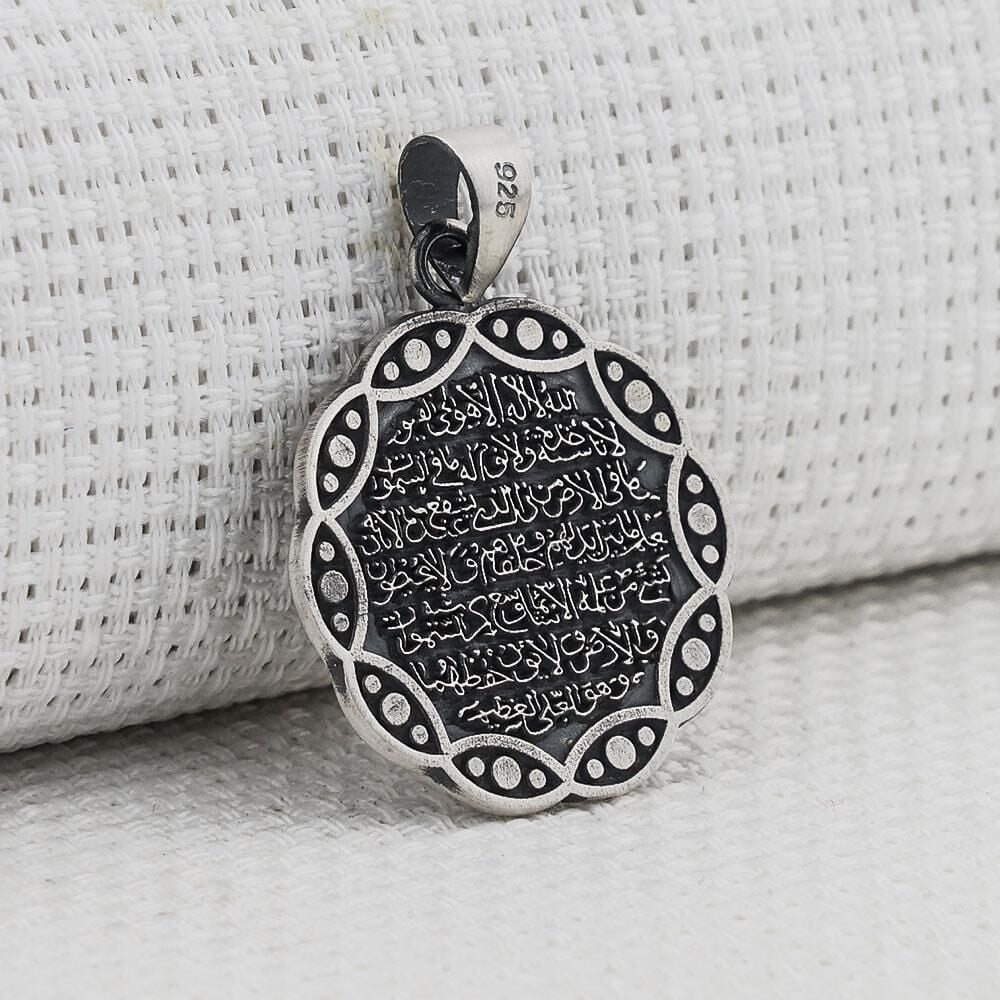 Ayetel Kürsi Dua Yazılı 925 Ayar Gümüş Kolye Ucu