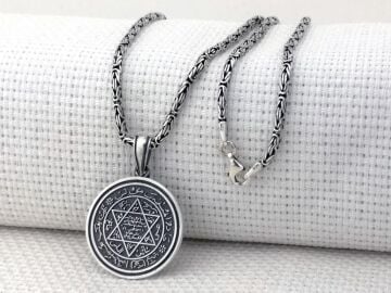 Hz Süleyman Mührü Kral Zincirli 925 Ayar Gümüş Kolye