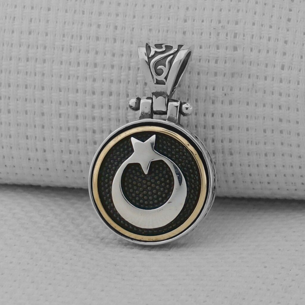 Beyaz Ayyıldız Tasarımlı Ortası Dönen 925 Ayar Gümüş Kolye Ucu