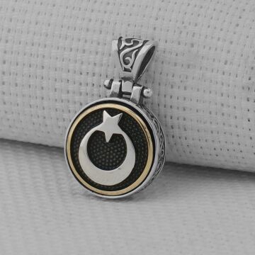 Beyaz Ayyıldız Tasarımlı Ortası Dönen 925 Ayar Gümüş Kolye Ucu