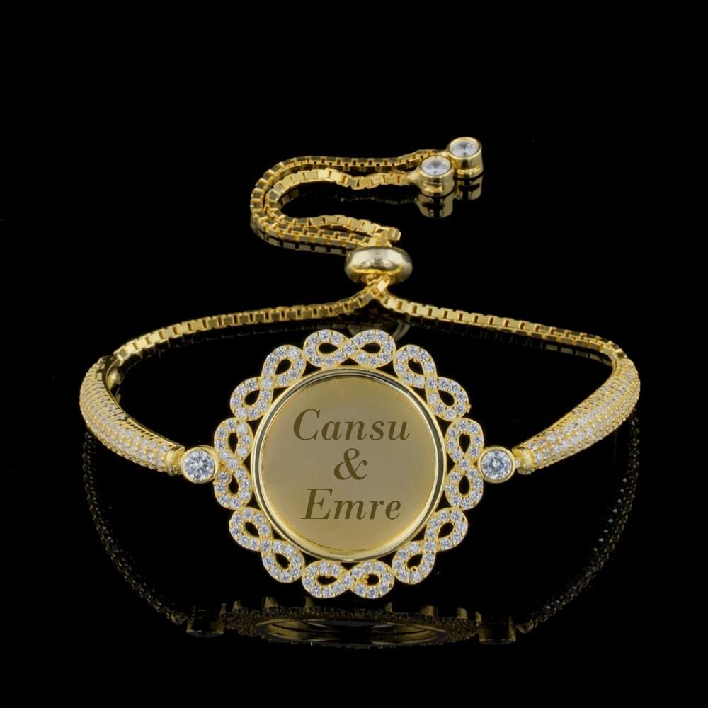 925 Ayar Altın Kaplama İsim Yazılabilir Gümüş Bileklik