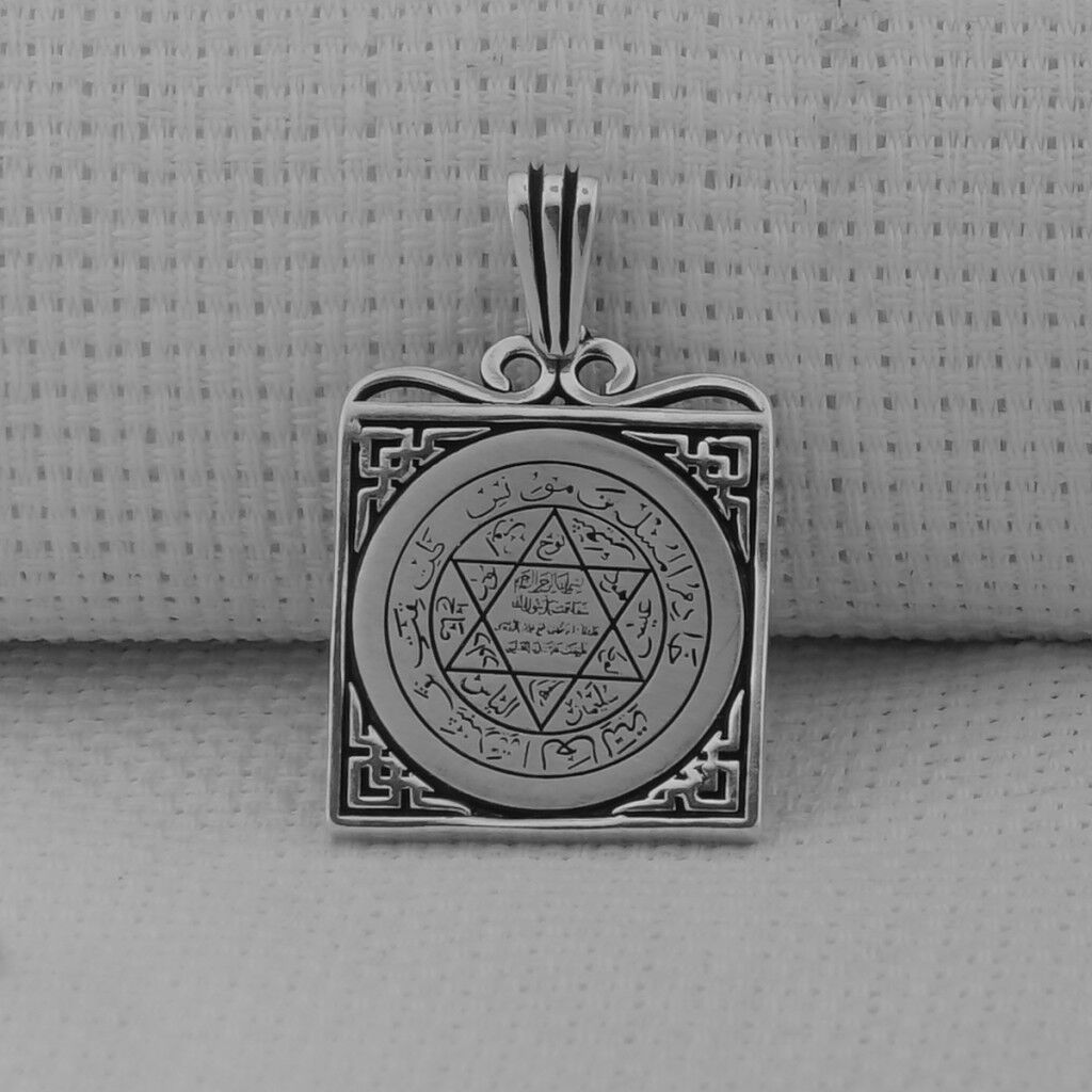 Hz Süleyman Mührü Kare Model 925 Ayar Gümüş Kolye Ucu