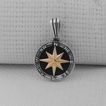 Pusula 925 Ayar Erkek Gümüş Kolye Ucu