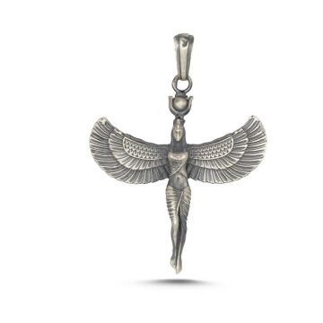 Antik Mısır Tanrıçası İsis Figürlü 3 Boyutlu 925 Ayar Gümüş Kolye Ucu