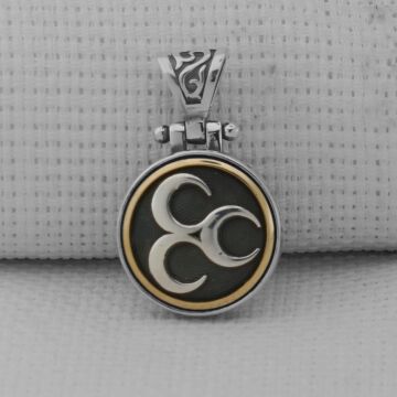 Üç Hilal Ortası Dönen 925 Ayar Gümüş Kolye Ucu