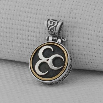 Üç Hilal Ortası Dönen 925 Ayar Gümüş Kolye Ucu