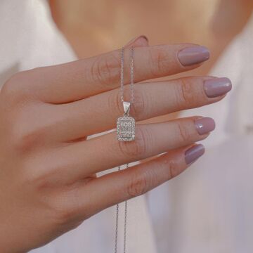 Baget Taşlı 925 Ayar Gümüş Kadın Kolye