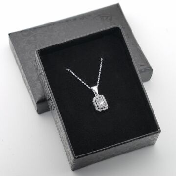 Baget Taşlı 925 Ayar Gümüş Kadın Kolye