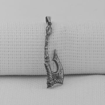 Viking İskandinav Savaşcı Baltası Üç Boyutlu 925 Ayar Gümüş Kolye Ucu