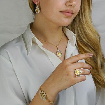 925 Ayar Gümüş Tuğra Desenli Bayan Set