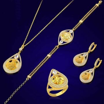 925 Ayar Gümüş Tuğra Desenli Bayan Set