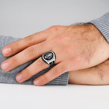 Çiftbaşlı Selçuklu Kartalı 925 Ayar Gümüş Yüzük