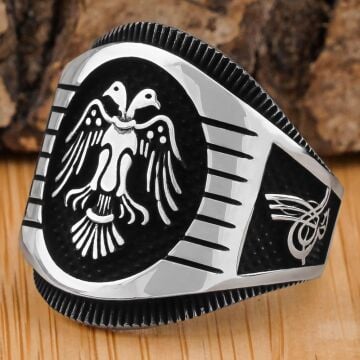 Çiftbaşlı Selçuklu Kartalı 925 Ayar Gümüş Yüzük