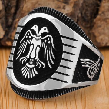 Çiftbaşlı Selçuklu Kartalı 925 Ayar Gümüş Yüzük