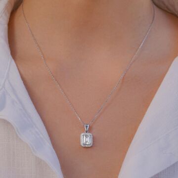 Baget Taşlı 925 Ayar Gümüş Kadın Kolye