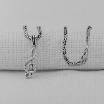 Sol Anahtarı 925 Ayar Erkek Gümüş Kolye