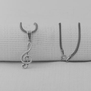 Sol Anahtarı 925 Ayar Erkek Gümüş Kolye