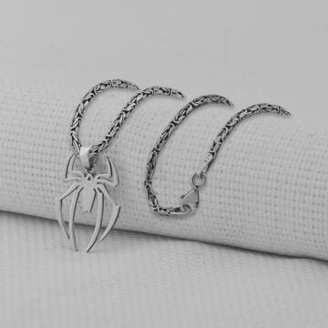 Örümcek Tasarımlı 925 Ayar Erkek Gümüş Kolye