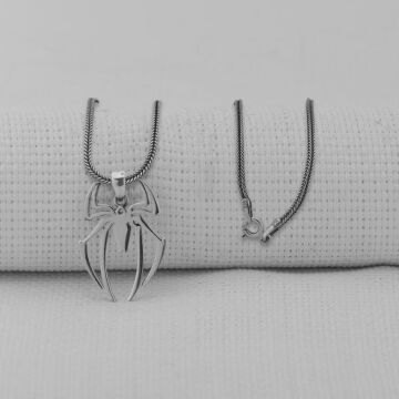 Örümcek Tasarımlı 925 Ayar Erkek Gümüş Kolye