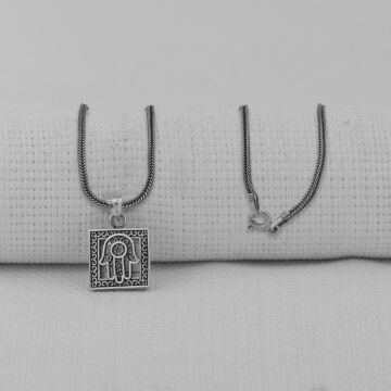 Cevşeni Kebir Dualı Fatıma Eli Tasarımlı 925 Ayar Gümüş Kolye