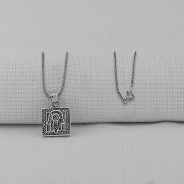 Cevşeni Kebir Dualı Fatıma Eli Tasarımlı 925 Ayar Gümüş Kolye