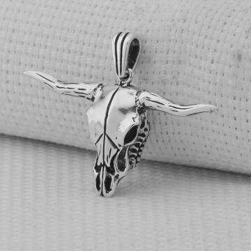 Boğa Kafatası 925 Ayar Erkek Gümüş Kolye Ucu