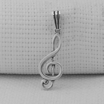 Sol Anahtarı 925 Ayar Erkek Gümüş Kolye Ucu