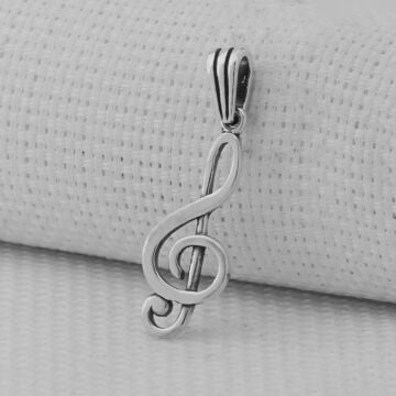 Sol Anahtarı 925 Ayar Erkek Gümüş Kolye Ucu