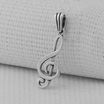 Sol Anahtarı 925 Ayar Erkek Gümüş Kolye Ucu