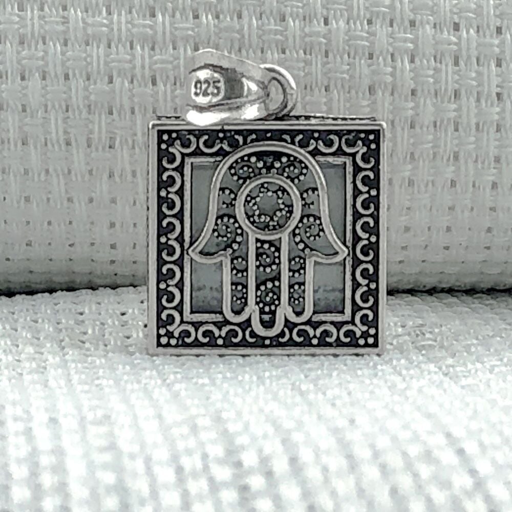 Cevşeni Kebir Dualı Fatıma Eli Tasarımlı 925 Ayar Gümüş Kolye Ucu