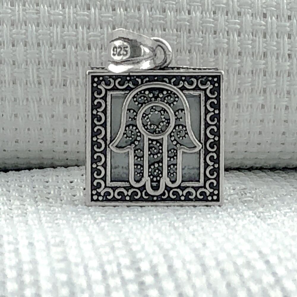 Cevşeni Kebir Dualı Fatıma Eli Tasarımlı 925 Ayar Gümüş Kolye Ucu