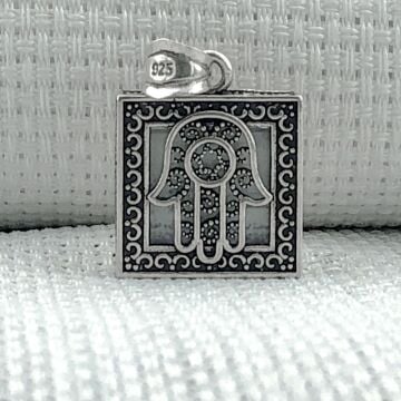Cevşeni Kebir Dualı Fatıma Eli Tasarımlı 925 Ayar Gümüş Kolye Ucu