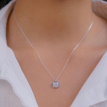 Sedef Taşlı Pusula Tasarımlı 925 Ayar Gümüş Kadın Kolye