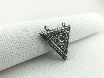 925 Ayar Ayyıldızlı Muska Kabı Gümüş Kolye Ucu