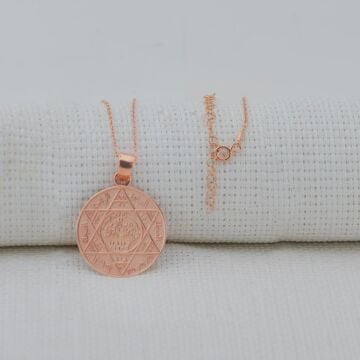 Mührü Süleyman Rose Kaplama 925 Ayar Gümüş Kolye