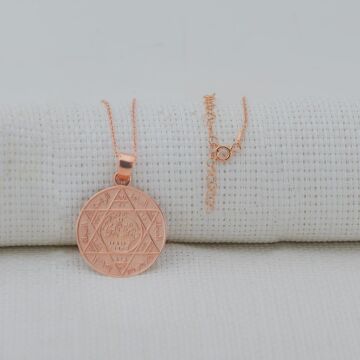 Mührü Süleyman Rose Kaplama 925 Ayar Gümüş Kolye