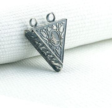 925 Ayar Gümüş Gül Desenli ve Osmanlı Tuğralı Muska Kabı Kolye Ucu