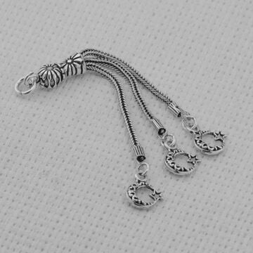 Ay Yıldız Tasarımlı Gümüş Tesbih Püskülü