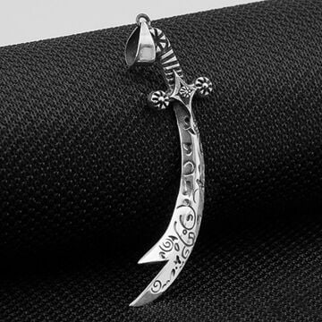 İşlemeli Zülfikar Kılıç 925 Ayar Gümüş Kolye Ucu